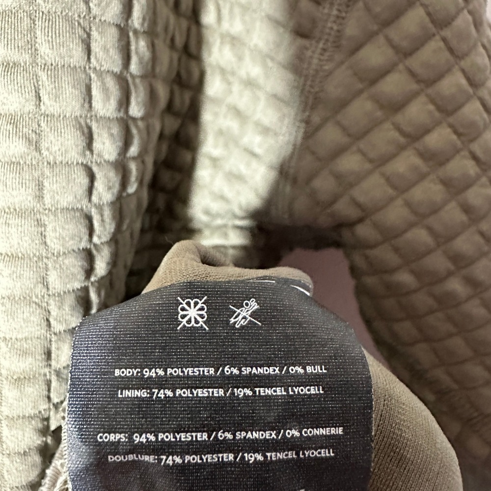 NOBULL Quilted Crewneck Sweatshirt Taupe Brown Grid Pullover Womens Large - Picture 3 of 5
